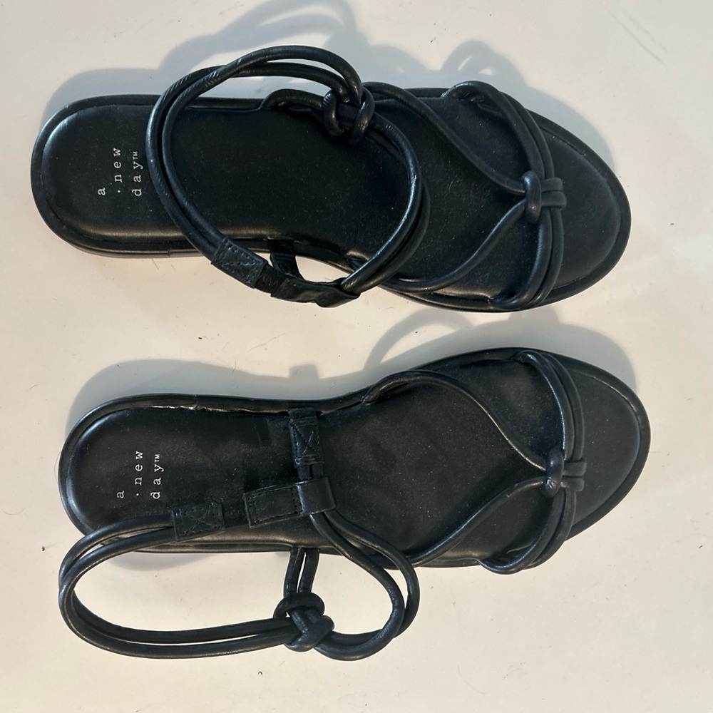 Flat Black Sandals size 8